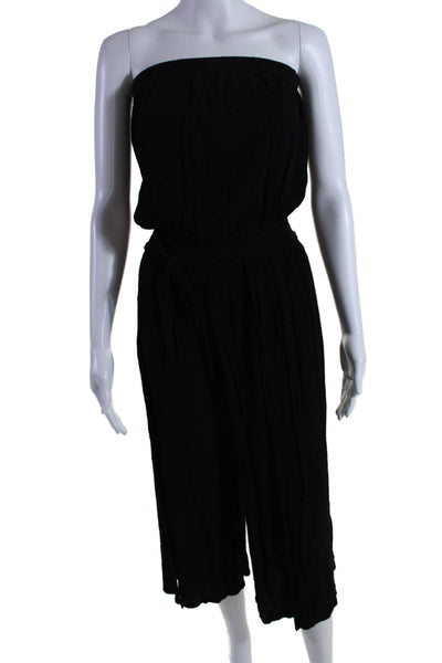 Becca by Rebecca Virtue Womens Strapless Wide Leg Jumpsuit Black Size Medium