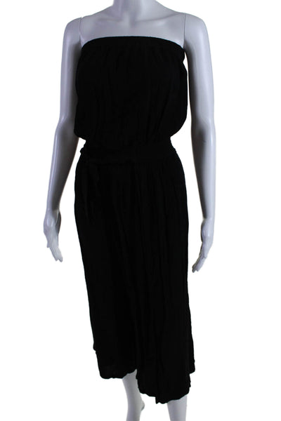 Becca by Rebecca Virtue Womens Strapless Wide Leg Jumpsuit Black Size Medium