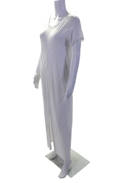 Nation LTD Womens Short Sleeve Scoop Neck Front Slit Tshirt Dress White Size M