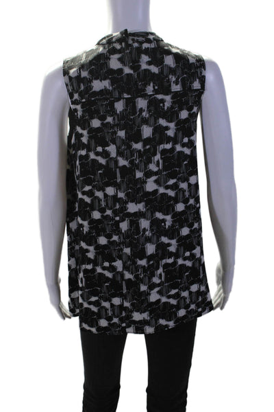 Proenza Schouler Womens Silk Black Printed Crew Neck Sleeveless Blouse Top Size2