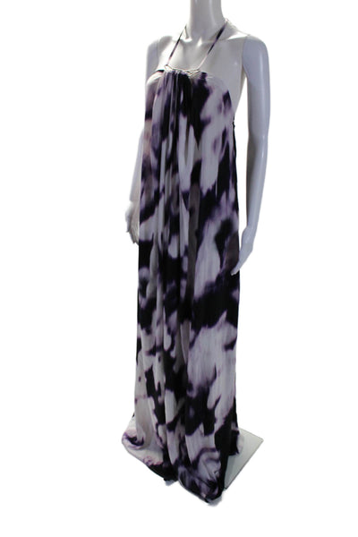 KAUFMANFRANCO Womens Purple Print Halter Maxi Purple Size 2 11272606