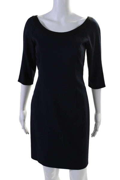 Abaete Womens Half Sleeve Scoop Neck Knee Length Sheath Dress Navy Blue Size 0