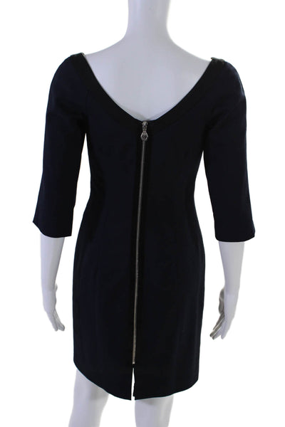 Abaete Womens Half Sleeve Scoop Neck Knee Length Sheath Dress Navy Blue Size 0