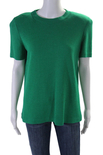 St. John Collection By Marie Gray Womens Back Zip Santana Knit Top Green Medium