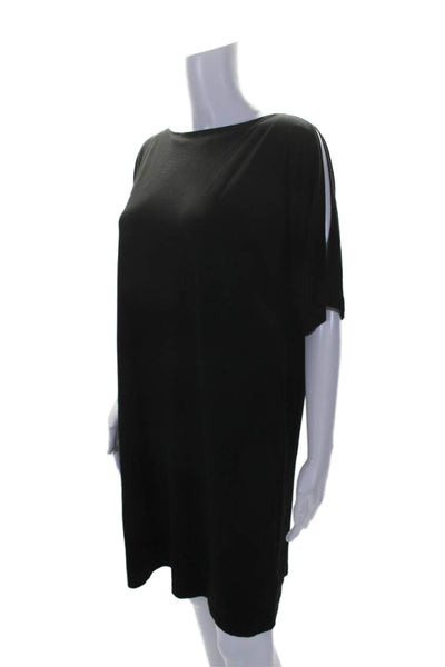 Eileen Fisher Womens Short Sleeve Scoop Neck Shirt Dress Black Size Small