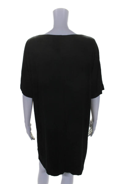 Eileen Fisher Womens Short Sleeve Scoop Neck Shirt Dress Black Size Small