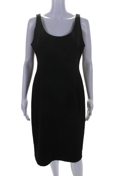 Eileen Fisher Womens Back Zip Scoop Neck Knee Length Shift Dress Black Small