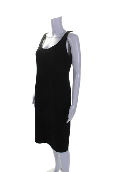 Eileen Fisher Womens Back Zip Scoop Neck Knee Length Shift Dress Black Small