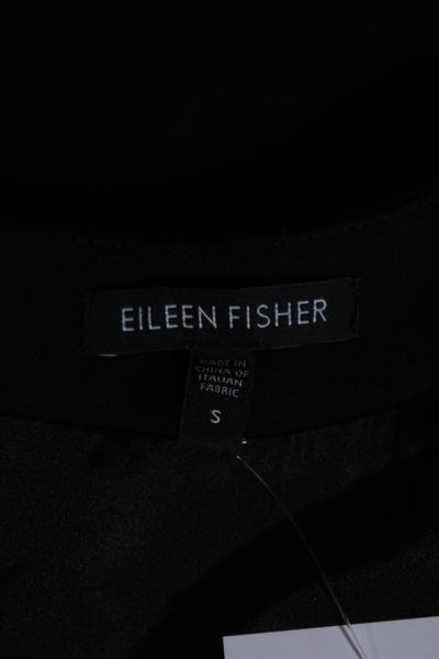 Eileen Fisher Womens Back Zip Scoop Neck Knee Length Shift Dress Black Small