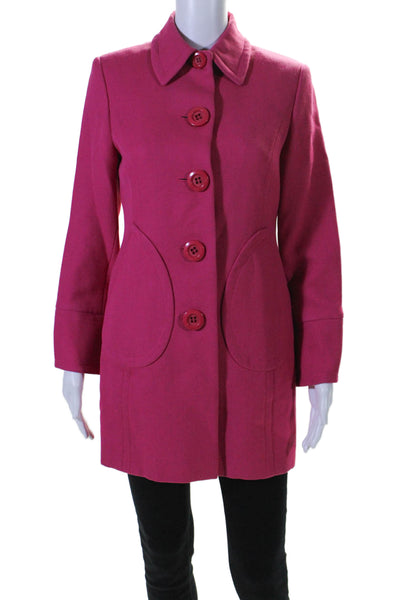 INC International Concepts Womens Wool Button Down Overcoat Pink Size P