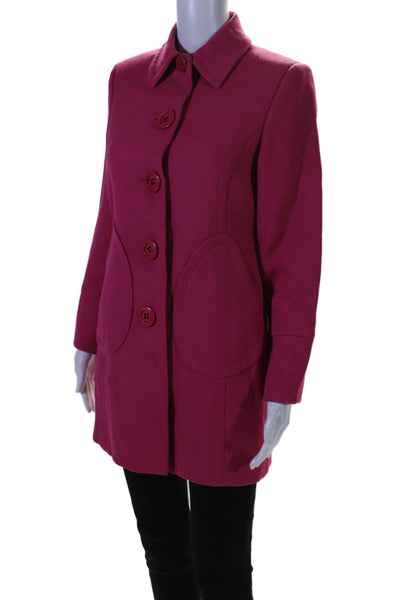 INC International Concepts Womens Wool Button Down Overcoat Pink Size P