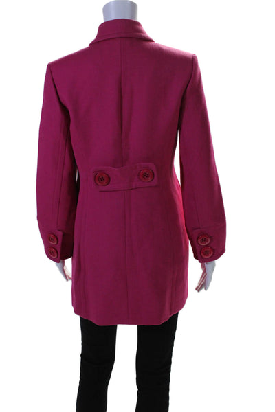 INC International Concepts Womens Wool Button Down Overcoat Pink Size P