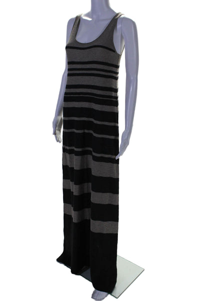 Vince Womens Cotton Sleeveless Scoop Neck Striped Maxi Dress Gray Size S