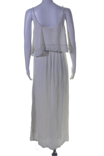 Flying Tomato Womens Scoop Neck Sleeveless Lace Trim Maxi Dress White Size S