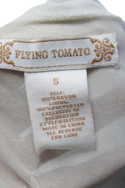 Flying Tomato Womens Scoop Neck Sleeveless Lace Trim Maxi Dress White Size S