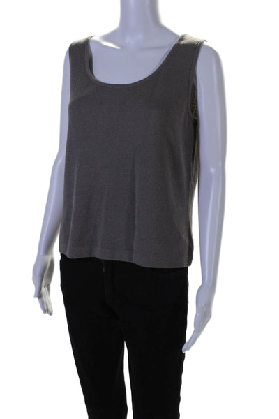 St. John Womens Pullover Sleeveless Shell Sweater Gray Wool Size Medium