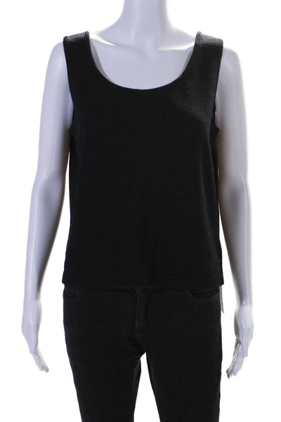 St. John Basics Womens Pullover Sleeveless Shell Sweater Black Wool Size Medium