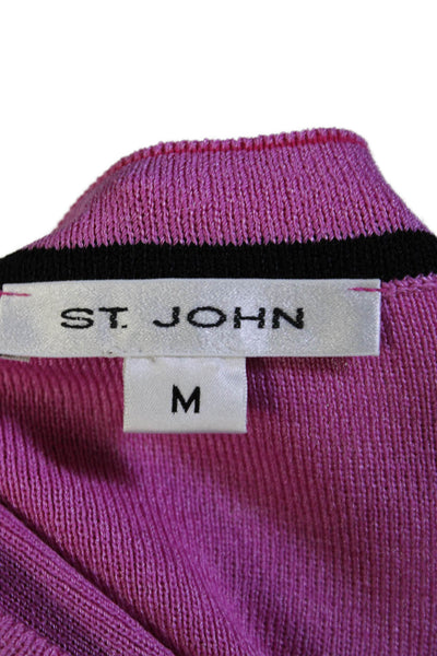 St. John Womens Sleeveless Pullover Shell Sweater Pink Black Wool Size Medium