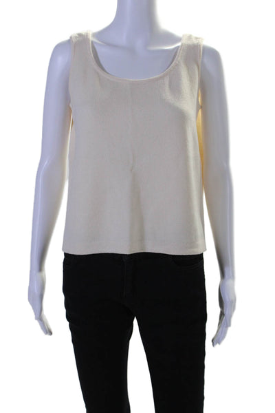 St. John Womens Sleeveless Pullover Shell Sweater Winter White Wool Size Medium