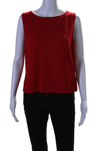 St. John Womens Sleeveless Pullover Shell Sweater Red Wool Blend Size Medium