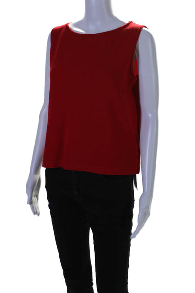 St. John Womens Sleeveless Pullover Shell Sweater Red Wool Blend Size Medium