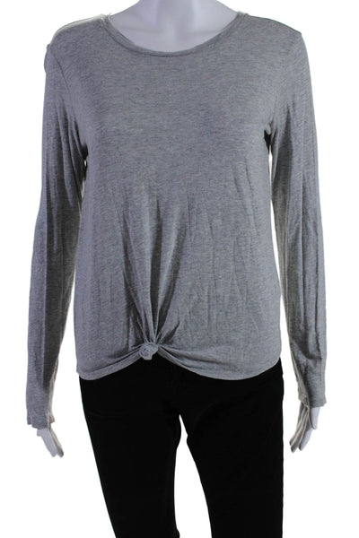 Vince Womens Long Sleeve Crew Neck Slim Fit Basic Top Gray Size Small