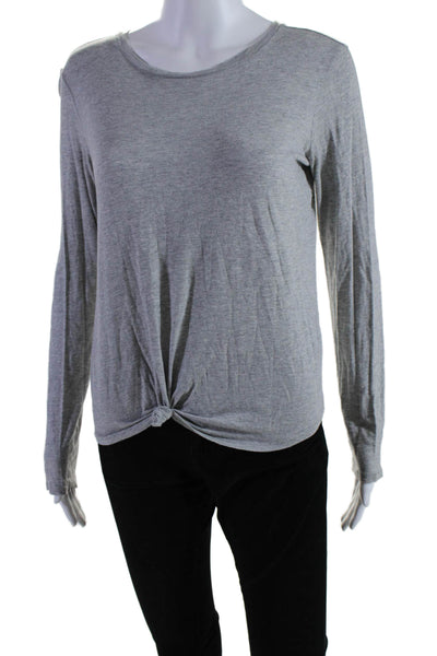 Vince Womens Long Sleeve Crew Neck Slim Fit Basic Top Gray Size Small