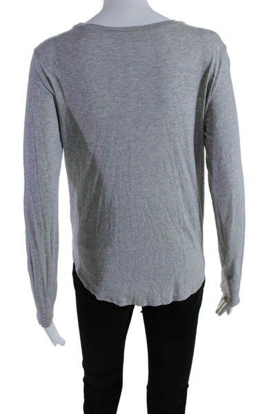 Vince Womens Long Sleeve Crew Neck Slim Fit Basic Top Gray Size Small