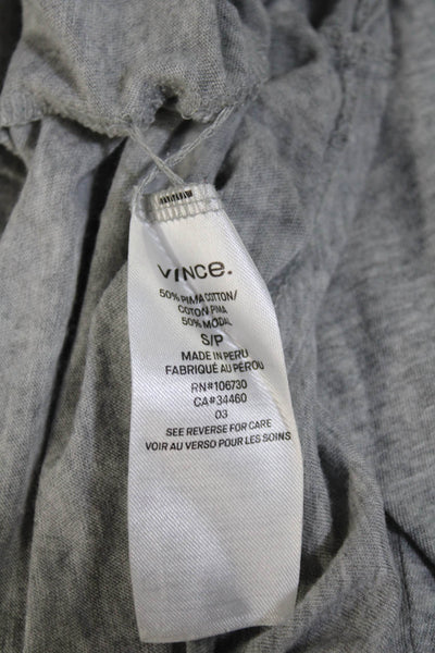 Vince Womens Long Sleeve Crew Neck Slim Fit Basic Top Gray Size Small