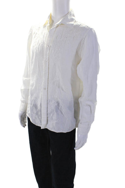 Michael Kors Mens Collared Button Down Embroidered Top White Medium