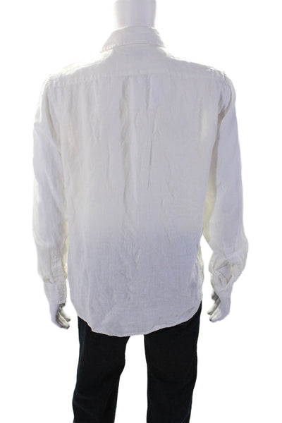 Michael Kors Mens Collared Button Down Embroidered Top White Medium