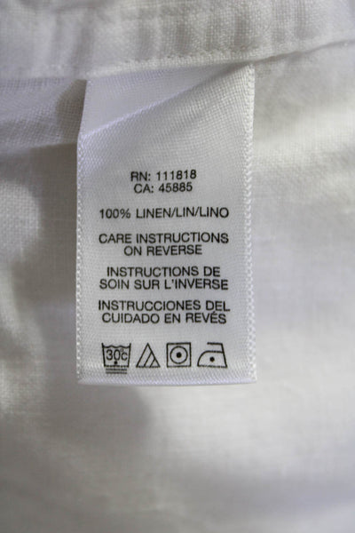 Michael Kors Mens Collared Button Down Embroidered Top White Medium