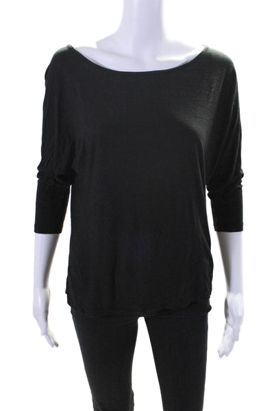 Vince Womens Half Sleeve Scoop Neck Lightweight Tee Shirt Black Size Medium