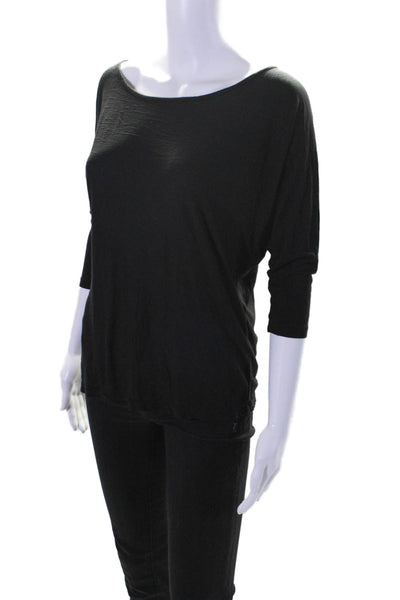 Vince Womens Half Sleeve Scoop Neck Lightweight Tee Shirt Black Size Medium