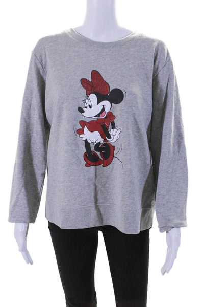 Kate Spade New York Womens Crew Neck Glitter Mouse Sweatshirt Gray Size XL