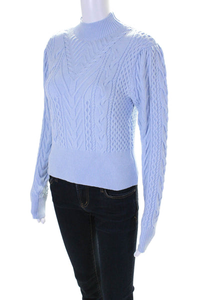 IN:05 Women's Mock Neck Long Sleeve Pullover Sweater Blue Size S