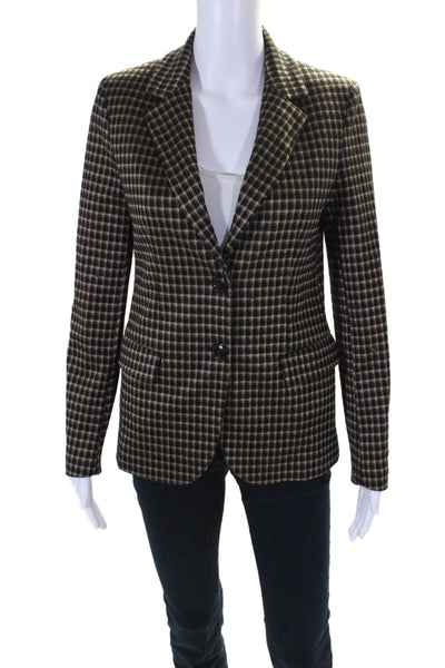 Seventy Women's One Button Plaid Blazer Jacket Brown Size 42