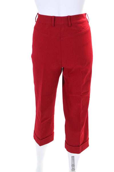 St. John Sport Women's Five Pockets Straight Leg Cropped Pants Red Size 4