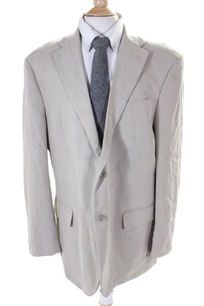 Oscar de la Renta Men's Collared Long Sleeves Lined Jacket Beige Size 46