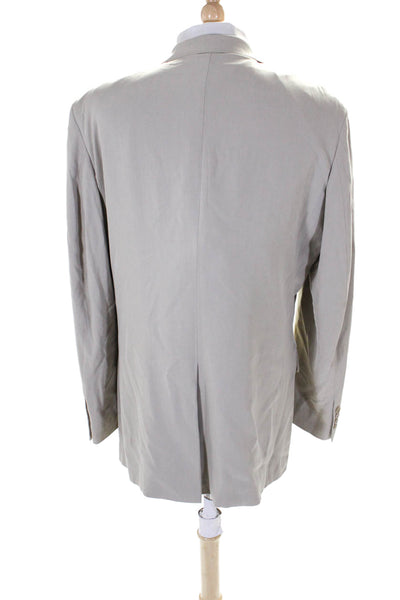 Oscar de la Renta Men's Collared Long Sleeves Lined Jacket Beige Size 46