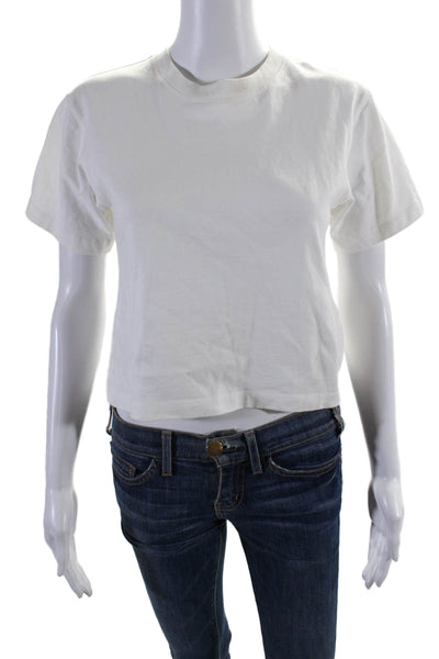 Helmut Lang Women's Round Neck Shorts Sleeves Boxy T-Shirt White Size XS