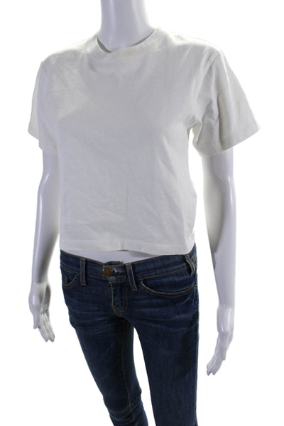 Helmut Lang Women's Round Neck Shorts Sleeves Boxy T-Shirt White Size XS