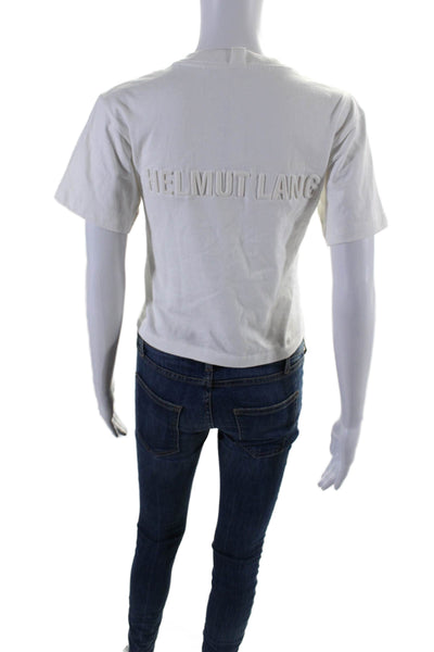 Helmut Lang Women's Round Neck Shorts Sleeves Boxy T-Shirt White Size XS