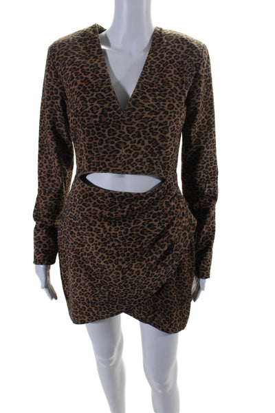 Lita By Ciara Women's Cutouts Suede Leather Mini Dress Animal Print Size S