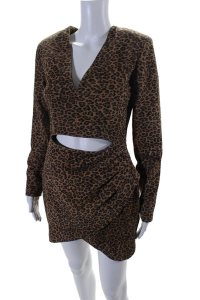 Lita By Ciara Women's Cutouts Suede Leather Mini Dress Animal Print Size S