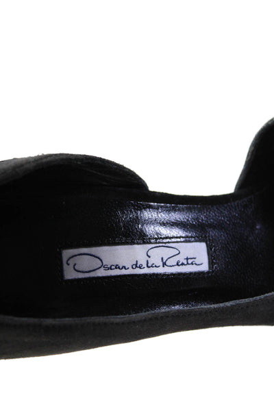 Oscar de la Renta Womens Slip On High Heels Suede Black Size 4.5 US