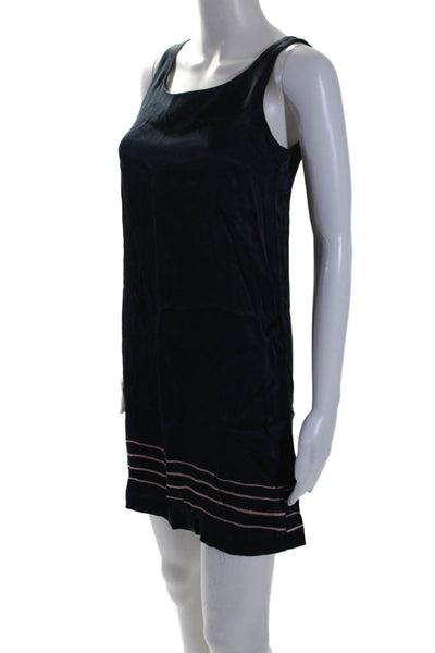 APC Womens Sleeveless Scoop Neck Striped Trim Shift Dress Navy Size 36