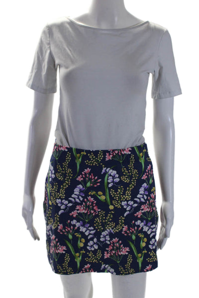 J. Mclaughlin Womens Floral Elastic Waist Straight Slip-On Skort Blue Size S