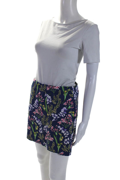 J. Mclaughlin Womens Floral Elastic Waist Straight Slip-On Skort Blue Size S