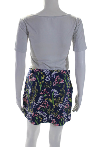 J. Mclaughlin Womens Floral Elastic Waist Straight Slip-On Skort Blue Size S